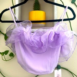 Cute ruffle lavender crop top 💜You’re still on time to shop for Galentines💕💜